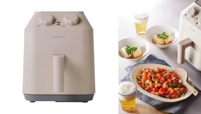 簡約時尚，精緻小巧的日本設計氣炸鍋，可輕鬆製作各種菜餚，包括炸、燒烤、烘烤和重新加熱食材。